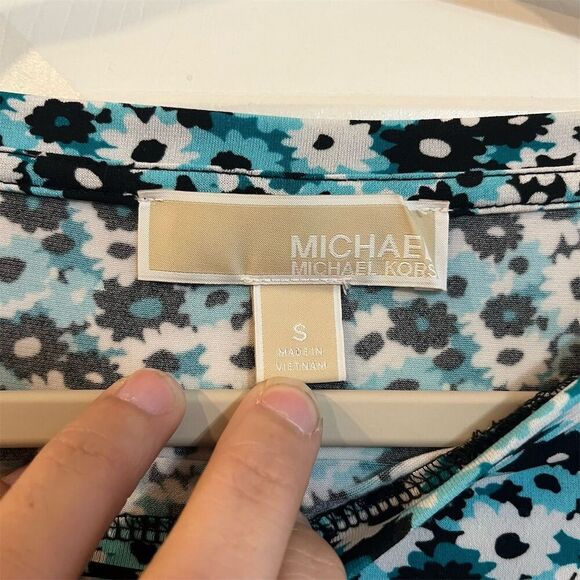 Michael Kors Women's Floral Bell Sleeve Shirt Blue Size S - Picture 2 of 4
